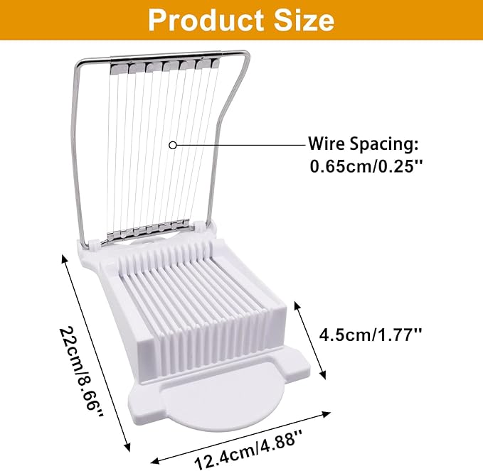Egg Slicer for Hard Boiled Eggs, Food Slicer with 14 Stainless Steel Wires, Heavy Duty Hard Boiled Egg Cutter, Spam Slicer for Soft Fruit Strawberry Luncheon Meat Home Use (1Pcs, White)