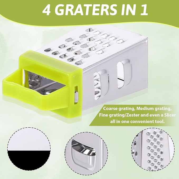 6 Pcs Mini Cheese Grater Professional Box Grater Stainless Steel Fine Coarse Handheld Slicer with 4 Sides Small Box Food Shredder Safe Zester for Kitchen Cheese Garlic Ginger Vegetable Potatoes