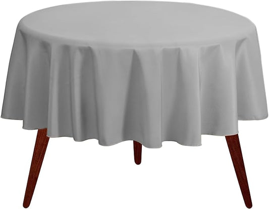Gee Di Moda Round Tablecloth - 132 Inch Charcoal Round Table Cloth for 72 to 96 Inch Round Tables - Heavy Duty Washable Fabric - for Buffet Table, Holiday Party, Dinner, Wedding & Baby Shower
