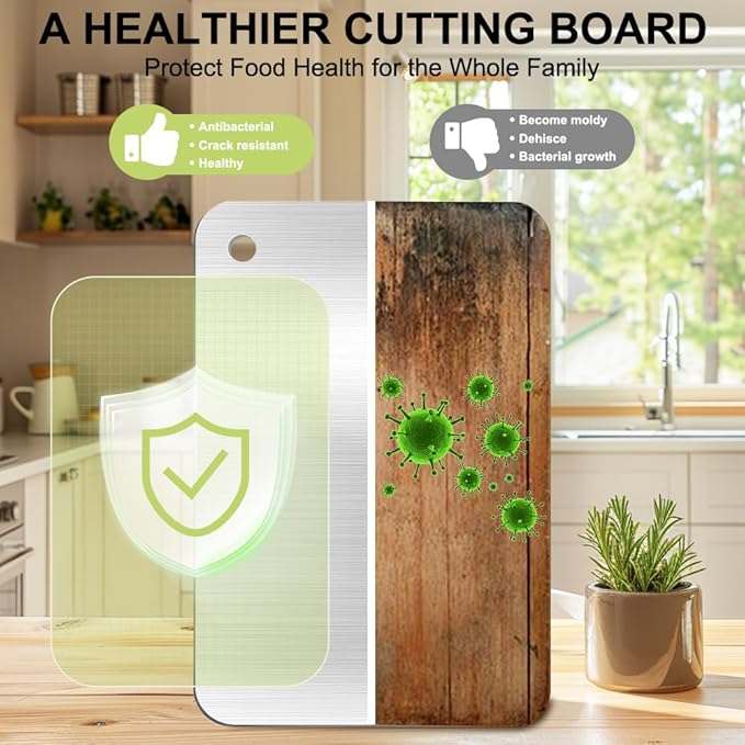 BLOCE Cutting Board for Kitchen, Mini Stainless Steel Non Stick Chopping Board, Upgrade Double Sided Food-Grade Stainless Steel Board for Kitchen for Meat Cheese Vegetable (Mini)