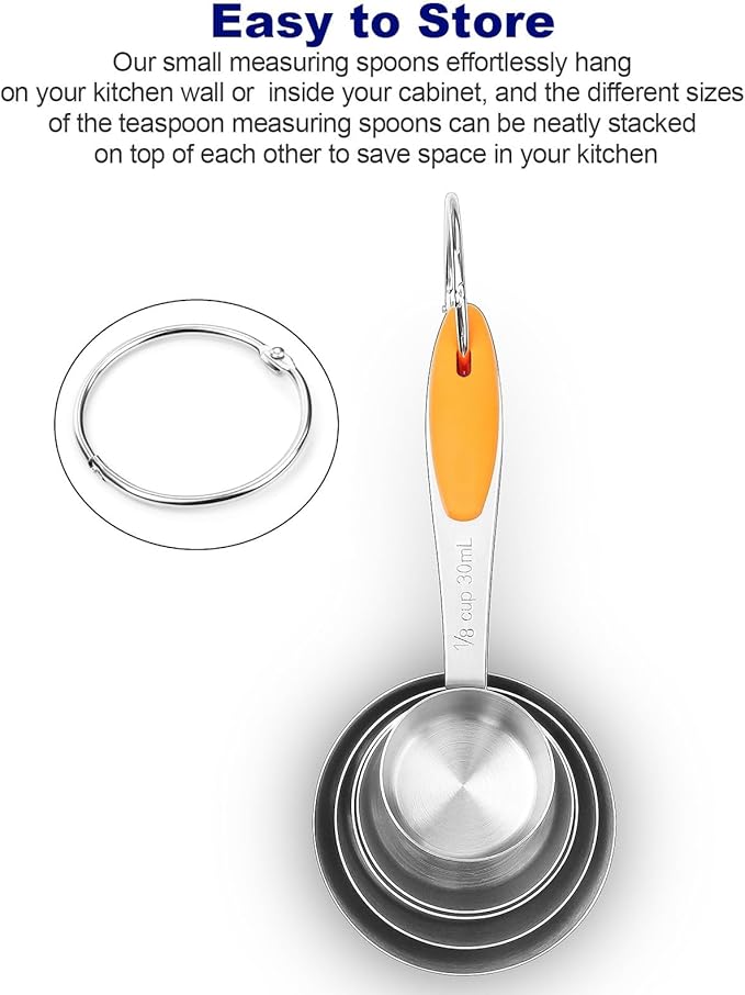 Stainless Steel Measuring Cups, 5 PCS Nesting Measuring Cups Set with Easy-Read Markings & Ring, Metal Scoops for Dry Liquid Ingredients,Stackable Cup Measure Spoons for Baking Cooking Kitchen Gadgets