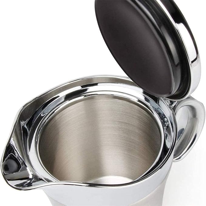 Stainless Steel Insulated Gravy Boat with Lid – 450ML/16OZ Double Insulated Gravy Pitcher for Hot & Cold Sauces – Sauce Jug with Hinged Lid, Ideal for Gravy or Cream at Thanksgiving, Gravy Pitcher