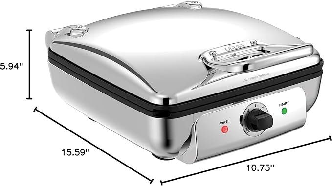 All-Clad Stainless Steel Waffle Maker 4 Section, Thick Belgium Waffle Makers, Upright Storage 1600 Watts, Nonstick, 6 Browning Levels, Dishwasher Safe