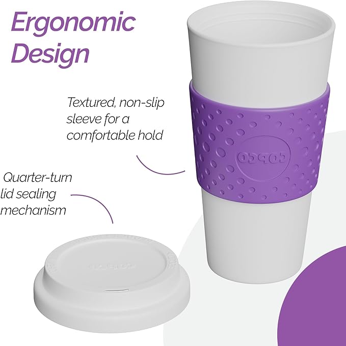 Copco Acadia 16 oz Reusable To-Go Travel Mug - BPA-Free Insulated Coffee Cup with Double-Wall Insulation, Spill-Resistant Lid & Non-Slip Rubber Grip - Dishwasher Safe (Lilac)