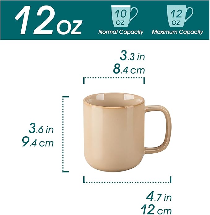 vancasso Coffee Mugs Set of 6, 12 Oz Ceramic Coffee Cups with Handle, Ceramic Unique Glaze Coffee Cup for Cappuccino, Latte, Tea, Cocoa, Dishwasher & Microwave Safe Gift Sets, Brown, Series PLAYA