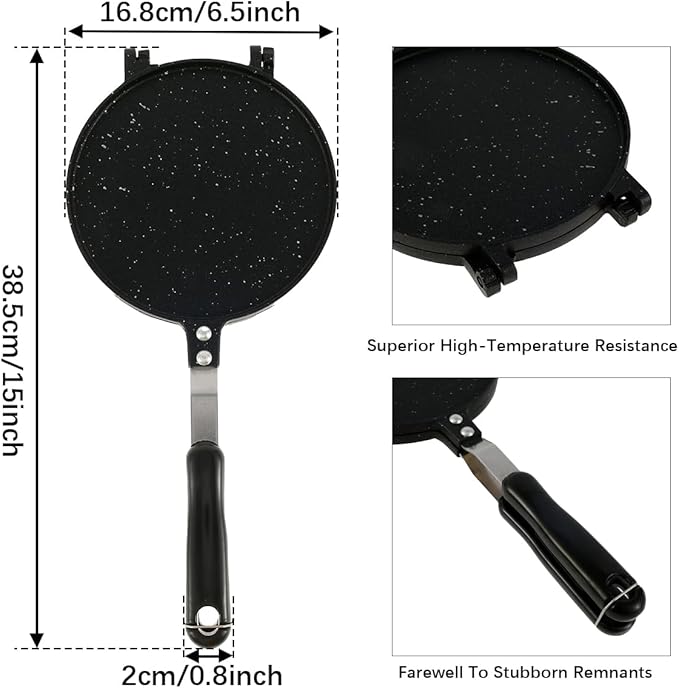Tortilla Press With Non-Stick Pancake Griddle - 15.1x6.6x0.7 Inches Heavy-Duty Aluminum Multipurpose Pan With Bakelite Handle for Kitchen Stove Top