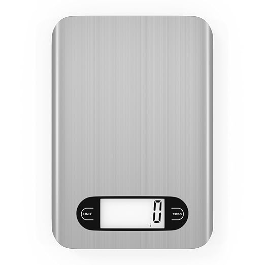 Qzzhizao Digital Kitchen Scale, 17 Pounds Capacity Food Scale with LCD Display, Weight Grams and Ounces for Cooking and Baking, Stainless Steel Platform, Anti-Splash