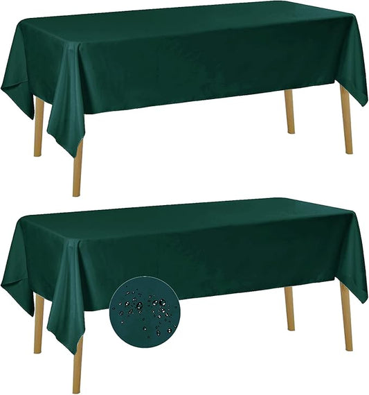 Fokitut 2 Pack Waterproof Rectangle Tablecloth, 60x120 Inch,Stain Resistant and Wrinkle Polyester Table Cloth, Fabric Table Cover for Kitchen Dining, Wedding, Party, Holiday Dinner-Hunter
