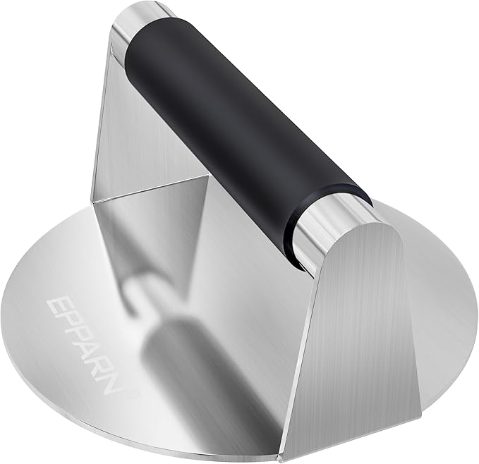 Smash Burger Press with Anti-Scald Handle, Stainless Steel Burger Press, Hamburger Press for Griddle, Bacon Press, Grill Press, Ground Beef Patty Press