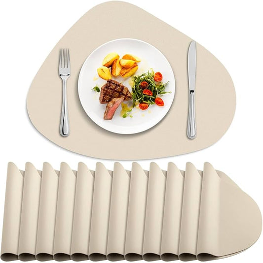 Placemats Set of 12 - Washable Faux Leather Heat Resistant Table Mats, Wipeable Placemats for Kitchen Dining Indoor Outdoor & Fall Thanksgiving Decor