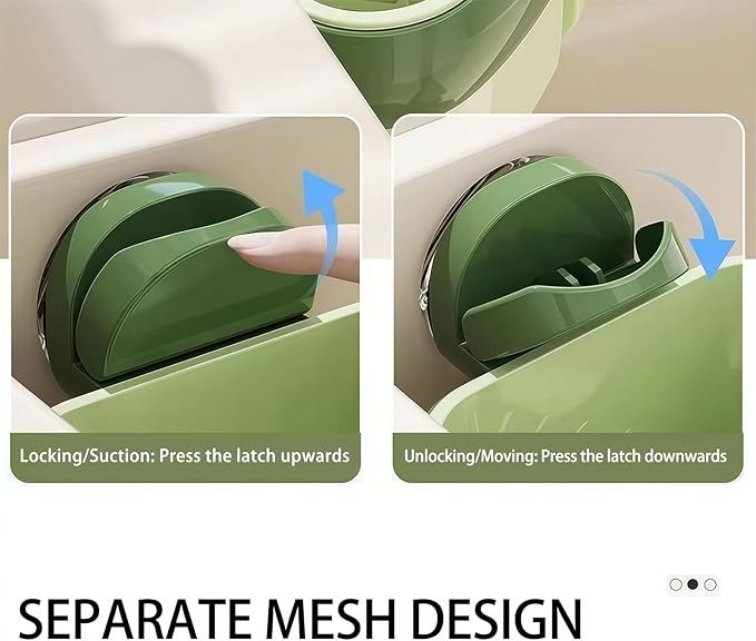 Suction Cup Kitchen Sink Caddy – Triangular Sink Drain Basket & Strainer – Small Corner Sink Trash Catcher for Vegetables, Fruits, Sponges, Soap – Space-Saving Organizer (1, Yellow)