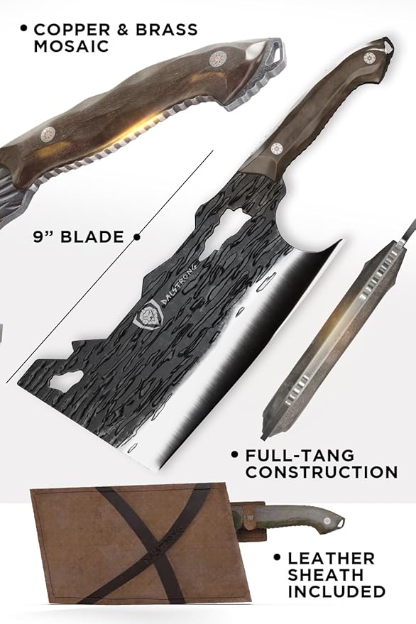 Dalstrong Obliterator Meat Cleaver Knife - 9 inch - Barbarian Series - Premium 7CR17MOV High Carbon Steel - Black Brown Stabilized Wood Handle - Massive Heavy Duty Knife with Sheath