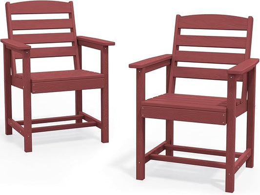 SERWALL Patio Dining Chair Set of 2, Red