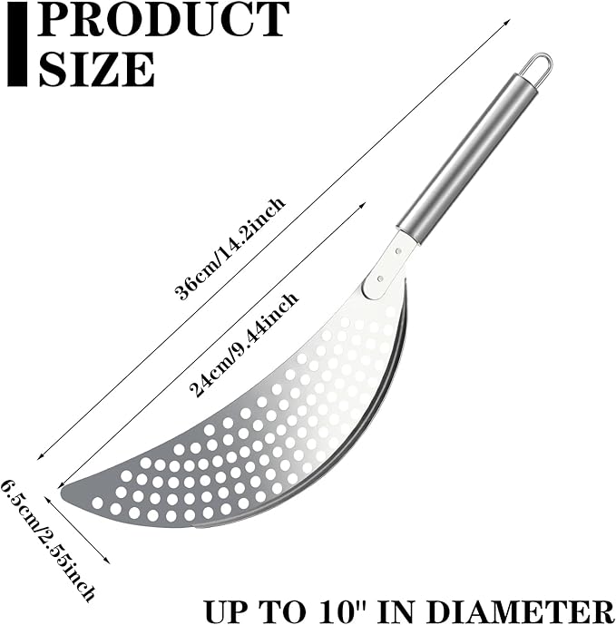 Stainless Steel Held Pot Strainer, Pasta Strainer with handle, Insert Pan Drainers for Spaghetti Fry Noodles Fruit Vegetable Kitchen Pots Pans(36×6.5cm/14.17×2.55inch)