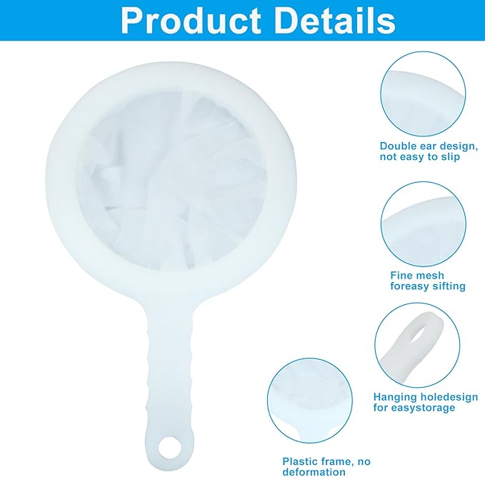 Zorfeter 2 Pieces Ultra Fine Mesh Strainer, Nylon Food Juice Strainer Mini Brine Shrimp Separation Net, Kitchen Tool for Filtering Juice/Milk/Honey(120/200 Mesh)