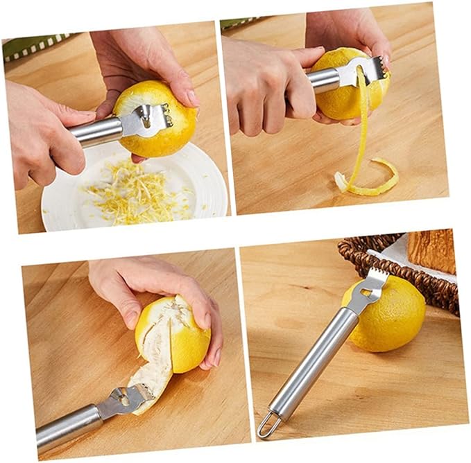Stainless Steel Citrus Peeler Tool for Fruit Zesting and Garnishing Lemon and Orange Peeler with Comfortable Grip Handle Easy to Clean for Home Kitchen and Bartending