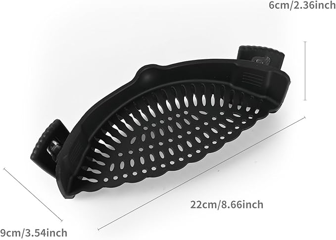 2 PACK Silicone Clip-on Strainer - Fits Pots, Pans & Pasta, Hands-Free Food Strainer for Ground Beef, Spaghetti, Pasta, Compatible with All Bowls and Pots