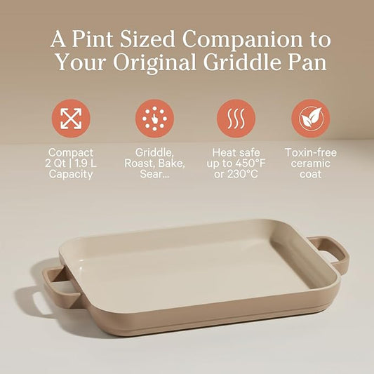 Our Place Mini Griddle Pan | 9" (2 Qt) Nonstick Ceramic Griddle Pan for Stovetop & Oven | PFAS-Free, Oven-Safe up to 450°F, Easy-Grip Handles | Steam