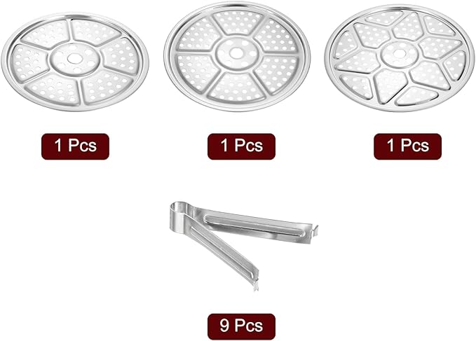 uxcell 3pcs Stainless Steel Steamer Rack with Stand, 7.9 Inches/8.6 Inches/9.5 Inches Pot Steaming Tray for Steamer Cookware Instant Pressure Cooker