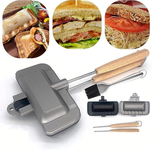 Breakfast Sandwich Maker, 4w1h sandwich maker, hot dog toaster,press bakeware nonstick frying pan pancake pan cooker with removable handle for breakfast pancakes, omelets, frittatas and toast (C-1)