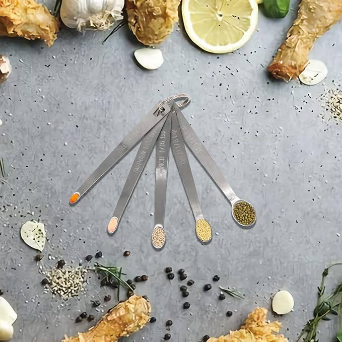 5PCS 1/64 Teaspoon(1/64tsp, 0.08ml, Drop) Single Tiny Measuring Spoon, Small Individual Stainless Steel Measure Spoons Only