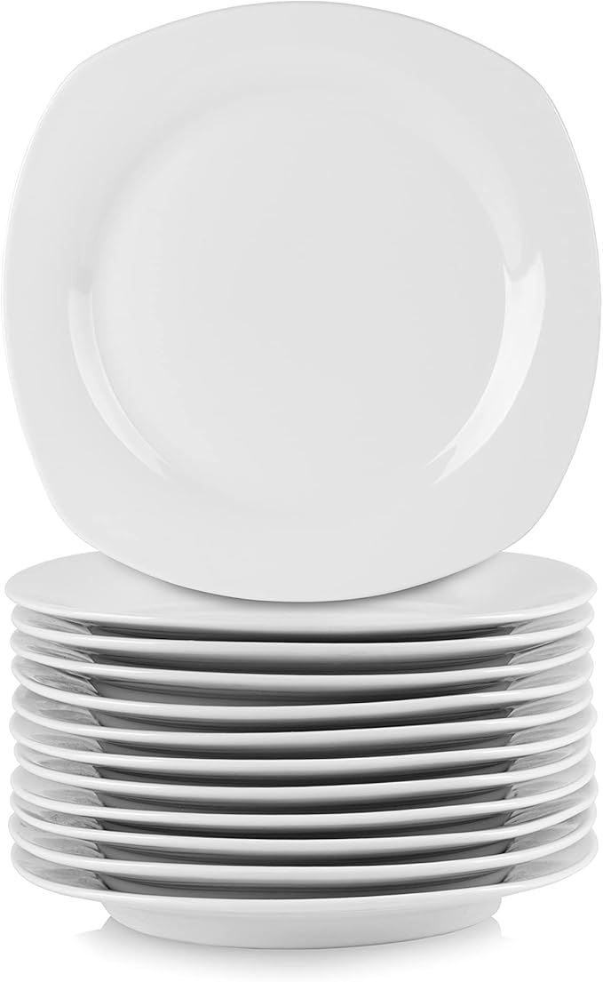 10 Strawberry Street 7.5" Catering Square Salad Plate, Set of 12,White