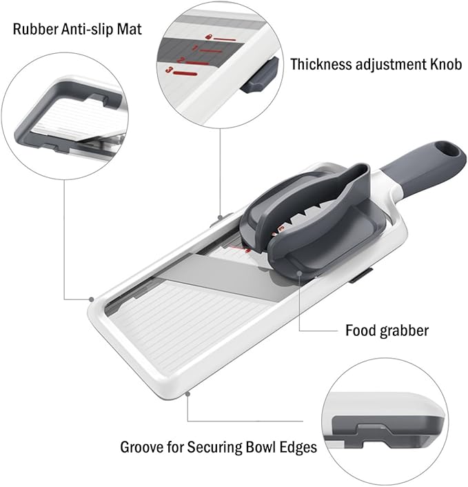 Mandoline Slicer for Kitchen, Adjustable Vegetable Slicer with Food Holder,Handheld Potato Slicer, Simple&Handy veggie slicer vegetable cutter