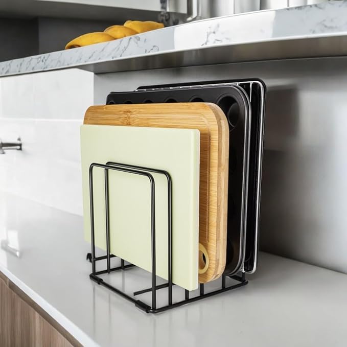 Kitchen Cabinet Cutting Board Organizer, Cookie Sheet Storage Rack,Cabinet Dividers Holder with 5 Slots for Baking Pan Tray Organizer (1 PC)