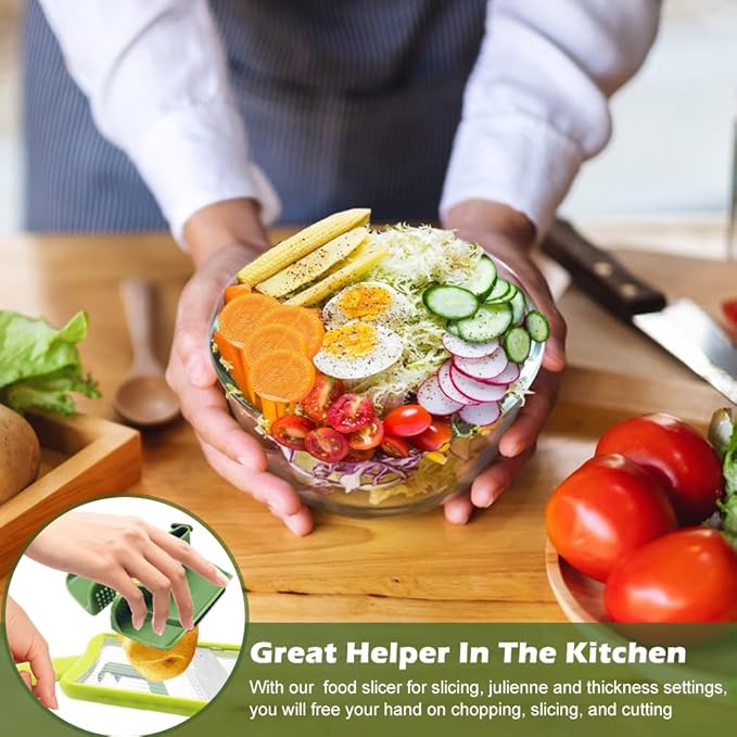 Multi Handheld Mandoline Slicer,Stainless Steel Mandoline Vegetable Slicer,Mandolines Food Slicer Comfort Grip,Easy to Clean,for Speedy Slicing of Fruits and Vegetables