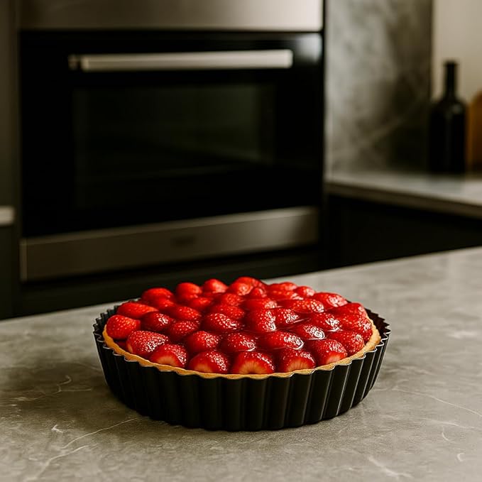MGE - Dish Pie Pan - Deep Quiche Lorraine Pie Pan - Tart Pans with Removable Bottoms - Tarte Tatin Mould - Detachable Apple Cake Mould - Quiche Baking Dish (7.87 inch)