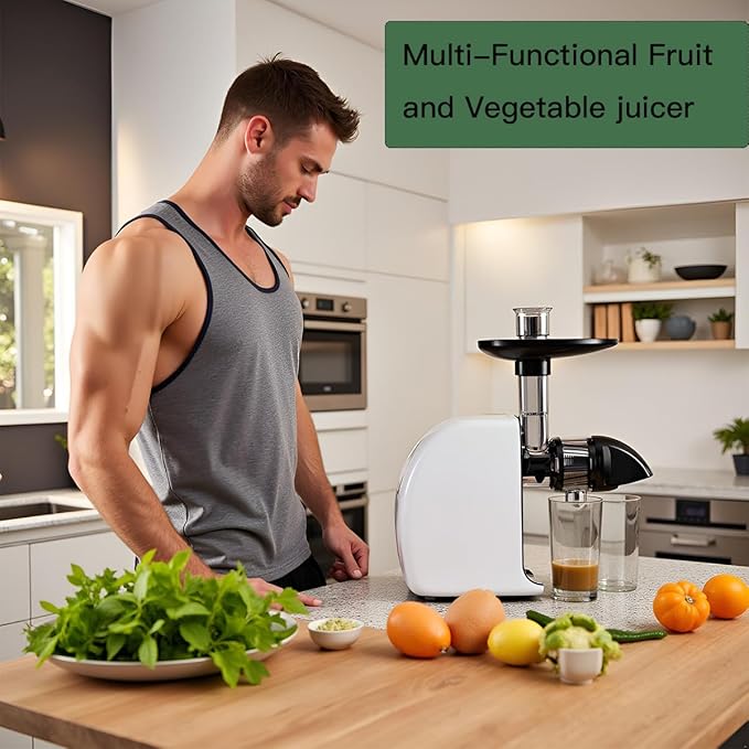MegaWise Cold Press Slow Masticating Juicer – Quiet Motor, Soft & Hard Modes, Vegetable & Fruit Juice Extractor, Easy-to-Clean Design, High Juice Yield, Black