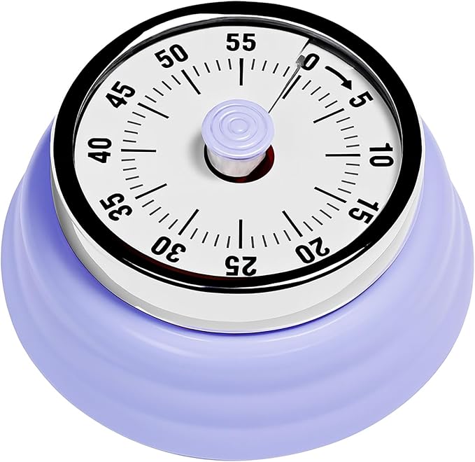 Elegant Stainless Steel Vintage Kitchen Timer with Magnetic Attachment - 60-Minute Countdown & Audible Alarm, Perfect for Cooking, Office Tasks, and Study Sessions (01-Purple)