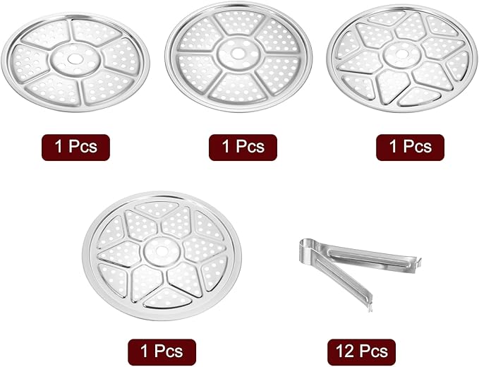 uxcell 4pcs Stainless Steel Steamer Rack with Stand, 7.9 Inches/8.6 Inches/9.5 Inches/10.2 Inches Pot Steaming Tray for Steamer Cookware Instant Pressure Cooker