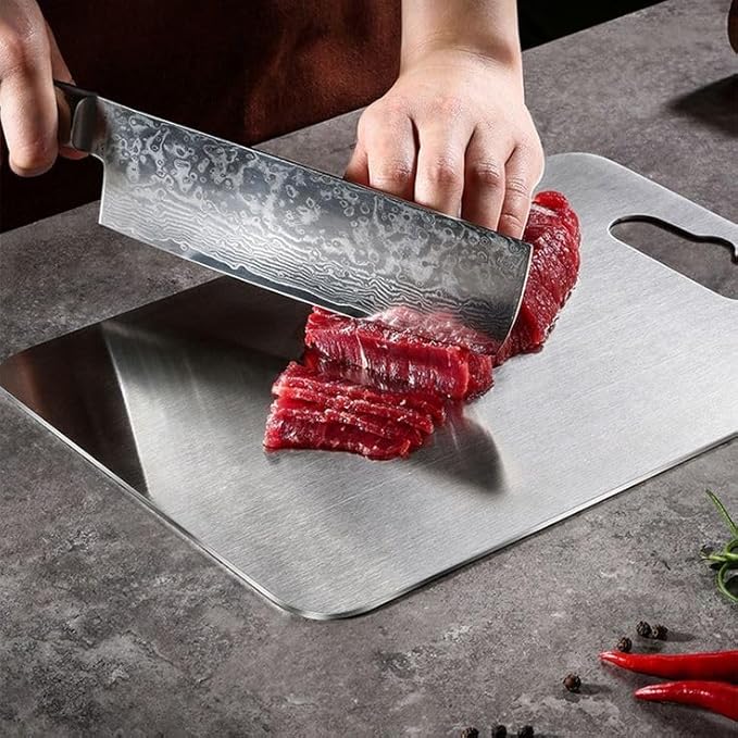 Titanium Cutting Board 100% Pure Titanium, Double-Sided cutting boards non toxic, Rustproof & Dishwasher Safe – Lightweight,metal cutting board Non-Porous Chopping Board for Meat, – 18” x 12”