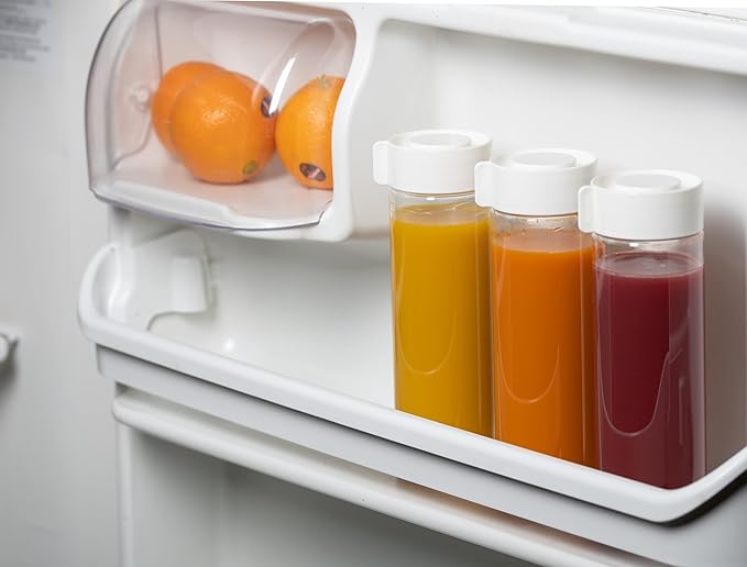 Komax Reusable Juice Bottles, Set of 6 - 18.5 oz | Premium BPA-Free Plastic, Shatterproof, Leakproof, Freezer & Dishwasher Safe | Wide Mouth Juice & Smoothie Containers