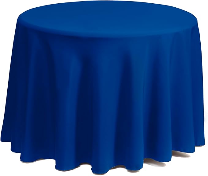 Gee Di Moda Round Tablecloth - 132 Inch Royal Blue Round Table Cloth for 72 to 96 Inch Round Tables - Heavy Duty Washable Fabric - for Buffet Table, Holiday Party, Dinner, Wedding & Baby Shower