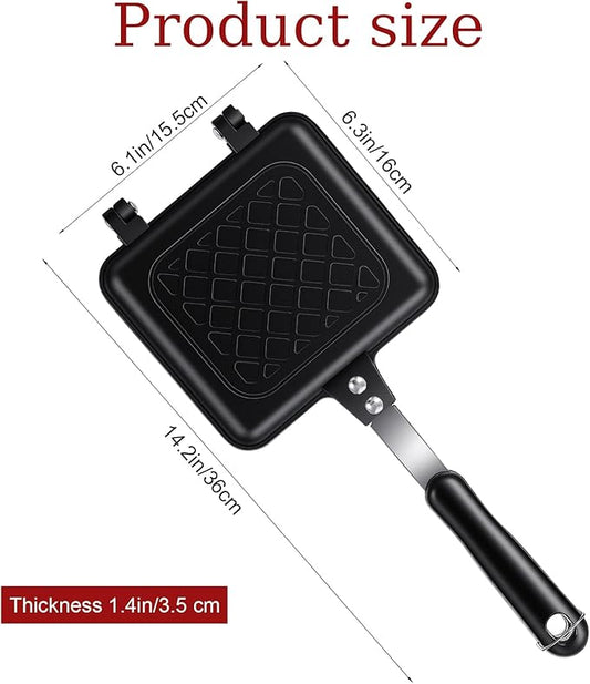 Sandwich Maker, Grilled Panini Maker Pan with Non-Stick Plates, Stovetop Toasted Sandwich Makers Press, Double Sided Aluminum Flip Cheese Makers Frying Pan for Home Kitchen Breakfast Camping