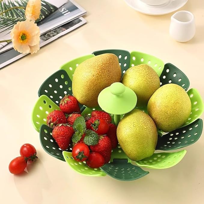 2pcs Foldable Steamer Basket,Silicone Vegetable Steamer Basket,Food Steamer,Pot Steamer Basket High Temperature Resistant Cooker Dish Steamer Basket For Steaming Fruit