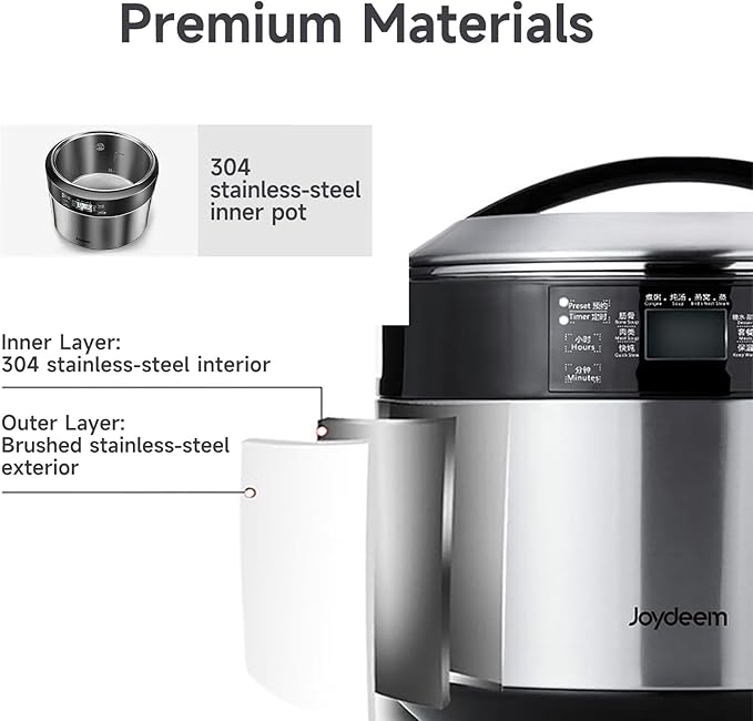 Joydeem Electric Stew Pot, 8.5Qt Stainless Steel Inner Pot with 5 Ceramic Liners (3.5L + 4 × 0.45L), Dual Cooking Modes, Brushed Stainless-Steel Exterior, For Soup, Congee & Bird’s Nest, DDG-B350