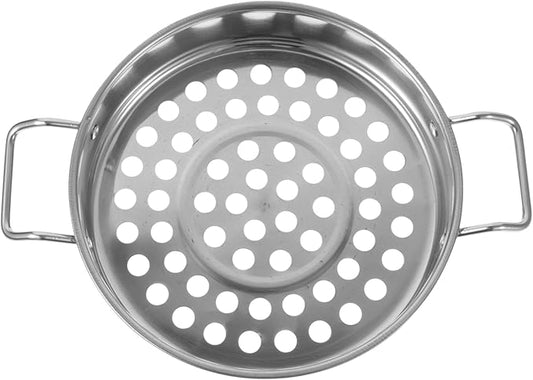 Healifty Stainless Steel Large Hole Colander with Dual Handles Flat Bottom Strainer for Home Kitchen Cooking Handheld Food Strainer for Pasta Vegetables Shrimp and Hot Pot Use