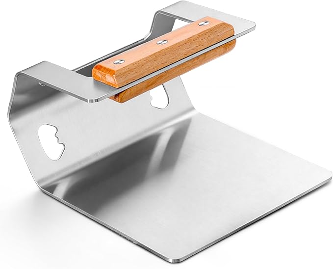 Joyfair Smash Burger Press Stainless Steel, 5.8” Hamburger Smasher Steak Weight Tool, Heavy-Duty Meat Press for Blackstone Griddle, Gill, Flat Top, Heat-Proof Wooden Handle & Flat Edge