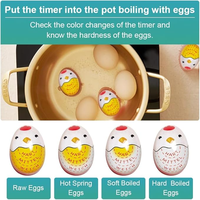 Egg Boiling Timer 2-Pack – Color-Changing in-Water Indicator for Soft, Medium & Hard Eggs