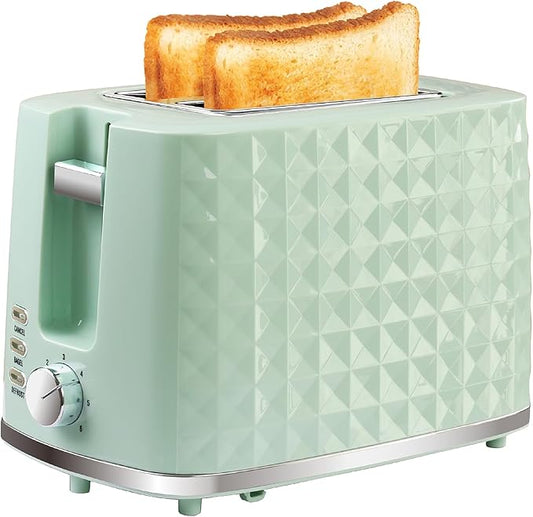 Seydere Toaster 2 Slices, Toasters Wide Slot, Bread Toaster with Cancel, Bagel, Defrost Function, Bagel Toasters with Removable Tray & 6 Temperature Settings, Green
