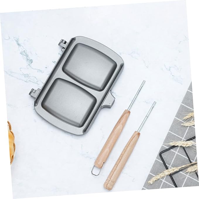 OUNONA Sandwich Mold Pan Double Sided Frying Pan Stovetop Sandwich Maker Non-stick Easy to Use Outdoor/