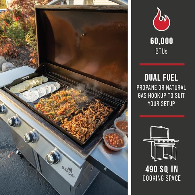 GRILLA Primate Gas Grill & Griddle with Clearview Grease Management System, Heavy-Duty Stainless Steel Design, 490 Square Inches of Cook Space for Grilling, Outdoor Grilling, Outdoor Cooking