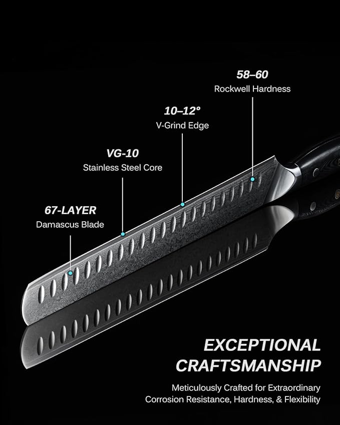 KYOKU Knife Set, Shogun Gin Series 3pc Japanese Style Kitchen Knife Set for Cooking, 7" Boning 12" Slicing 10" Scimitar Knife with Silver Ion Blade Sheath Gift Box, Damascus Stainless Steel Knives