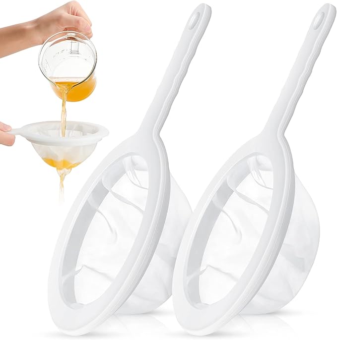 Zopeal 2 Pcs 9" Ultra Fine Mesh Strainer for Kefir Grains Plastic Juice Strainer Food Colander Greek Yogurt Sieve Large Capacity Filter for Kombucha Cold Brew Coffee Shrimp Separation(80/300 Mesh)