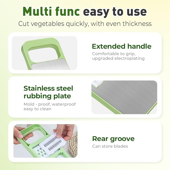 Multifunctional Vegetable Cutter, 2025 New Vegetable Slicer with Adjustable Stainless Steel Blade, Kitchen Chopper with Hand Guard for Vegetable, Fruit, Onion, Potato, Tomato, Cabbage (2pcs)