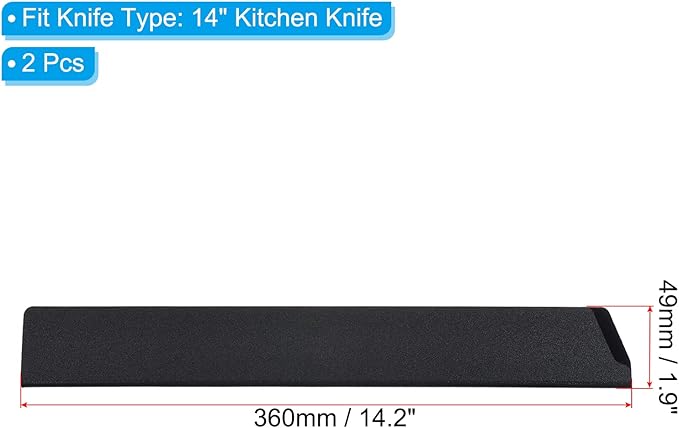 PATIKIL ABS Knife Cover Sleeves for 14" Kitchen Knife, 2 Pack Knives Edge Guard Blade Protector Universal Knife Sheath for Home Kitchen, Black