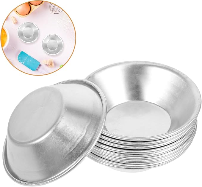 TINEASUR 10pcs Mini Tart Pans Aluminum Alloy Egg Tart Molds Pudding Molds for Baking Steaming DIY Cupcake Baking Cups